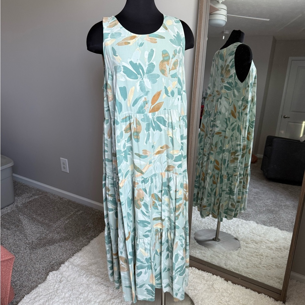 A New Day Green Sleeveless Scoop Neck Sundress